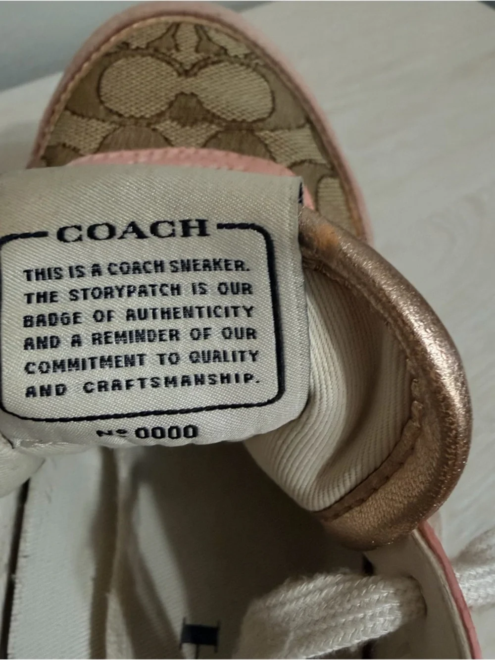 Coach Pink & Tan Signature Logo Sneakers - Picture 4 of 8